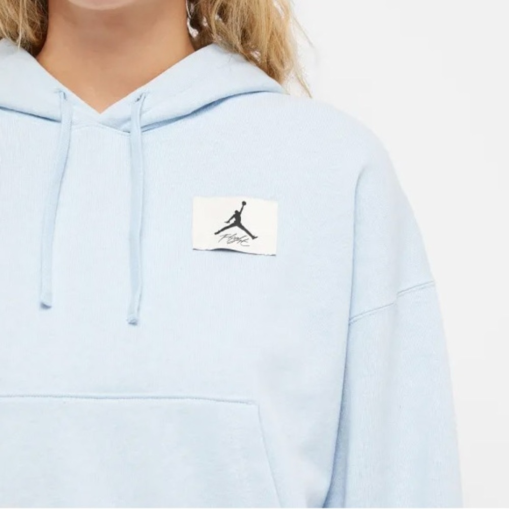 Jordan Essentials Fleece Hoodie in the Celestine Blue XS Cropped Boxy DD6998-438 - Picture 3 of 16